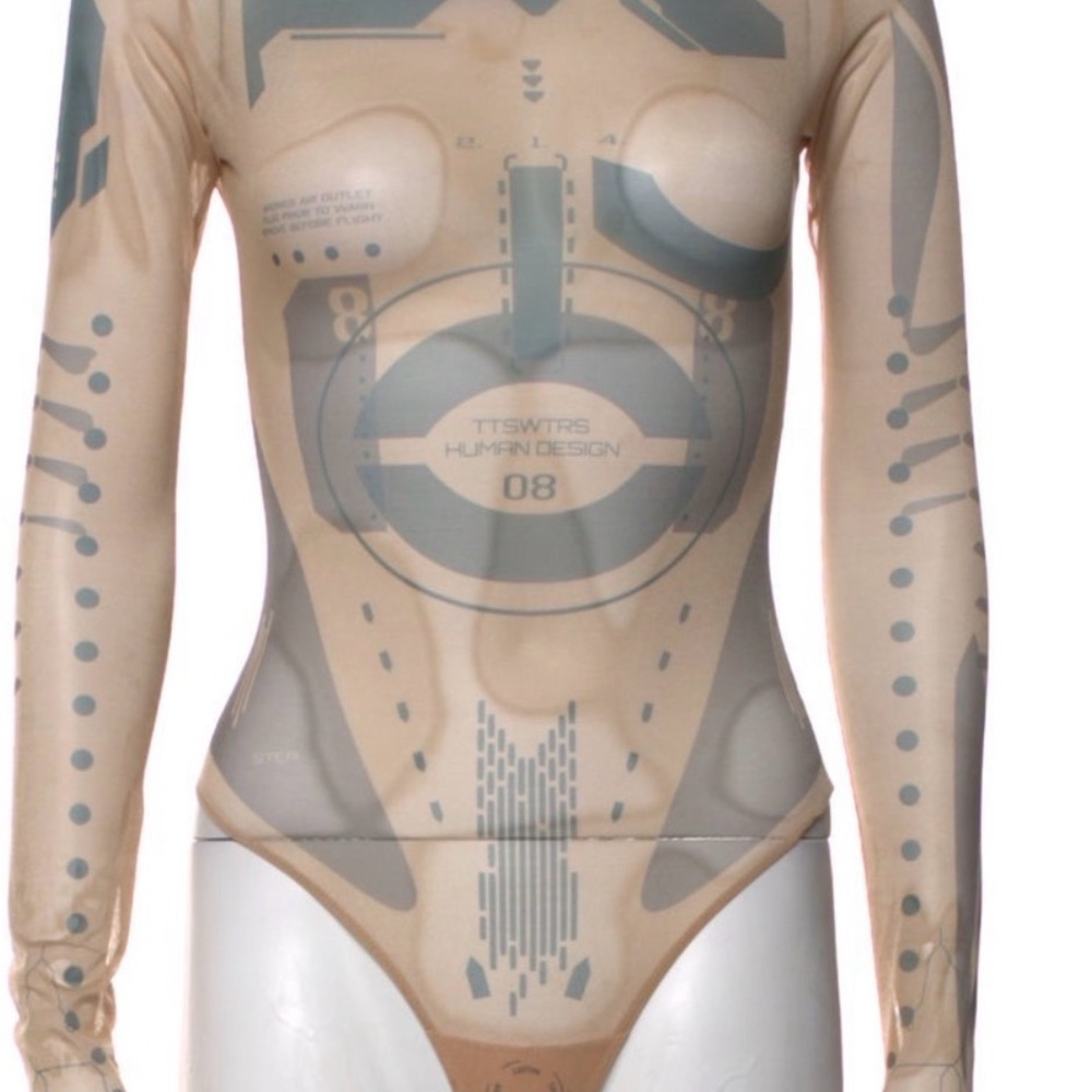 Futuristic Beige and Gray Bodysuit
